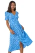 Roman Light Blue Polka Dot Ruched Sleeve Midi Dress - Size 10 Image 1