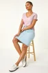 Roman Light Blue Cotton Denim Stretch A line Skirt - Size 12 Image 4