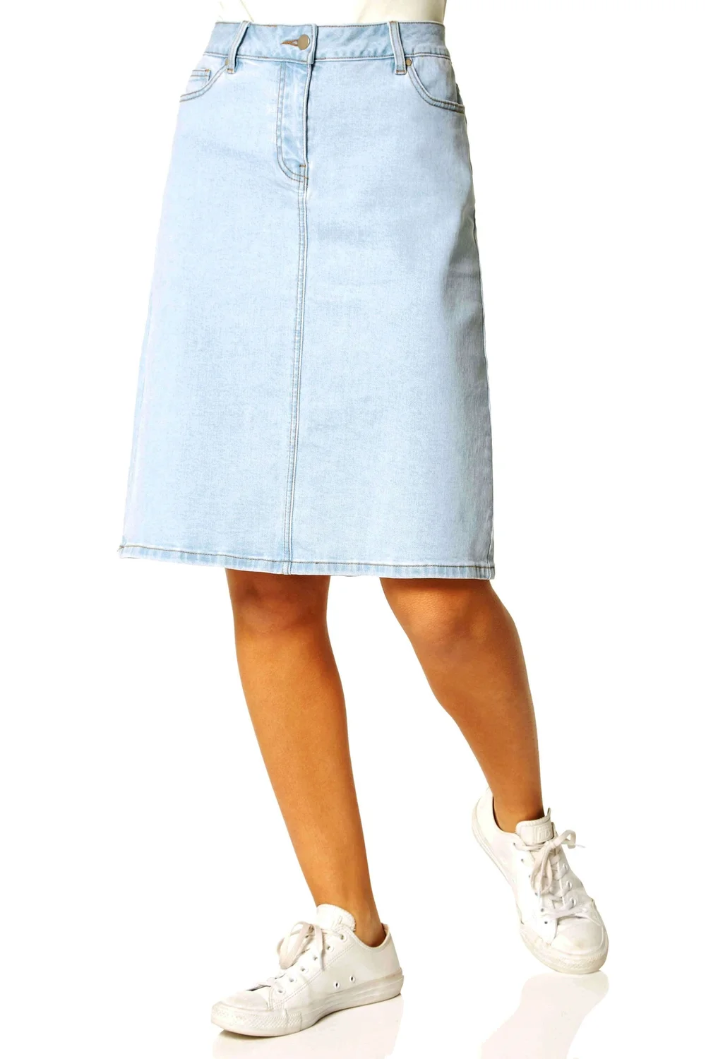 Roman Light Blue Cotton Denim Stretch A line Skirt - Size 12 Image 1