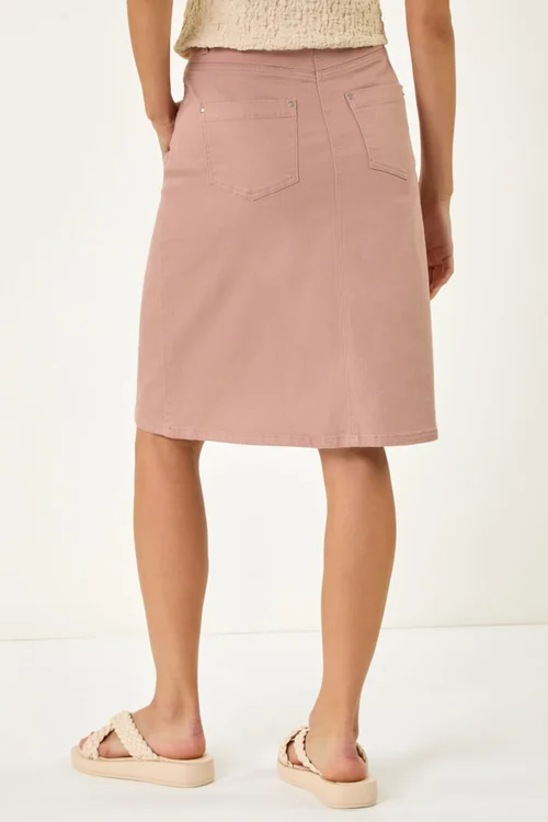 Roman Rose Cotton Denim Stretch A line Skirt - Size 10 Image 4