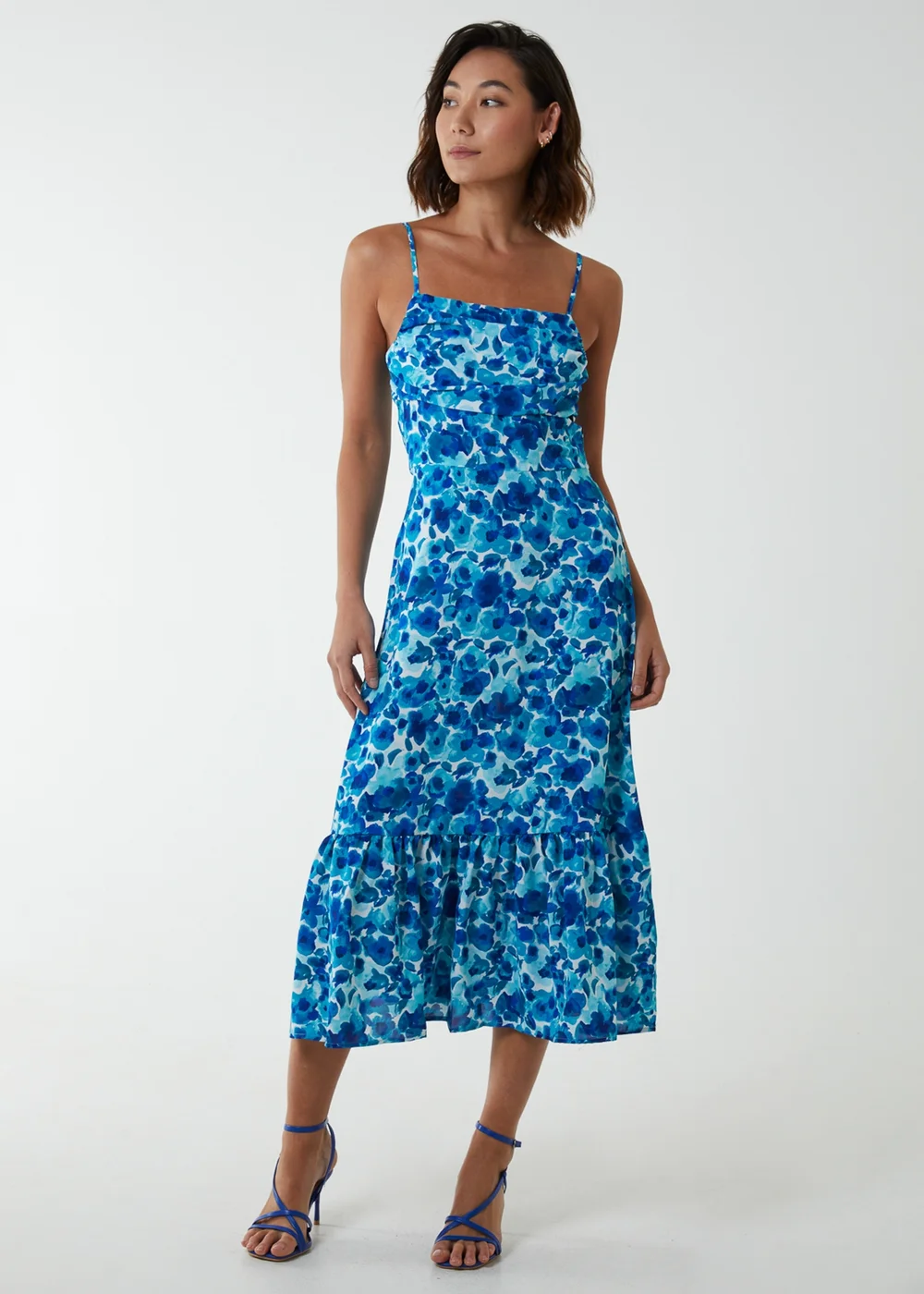 Blue Vanilla Teal Draped Cowl Neck Midi Dress - 12 Image 1
