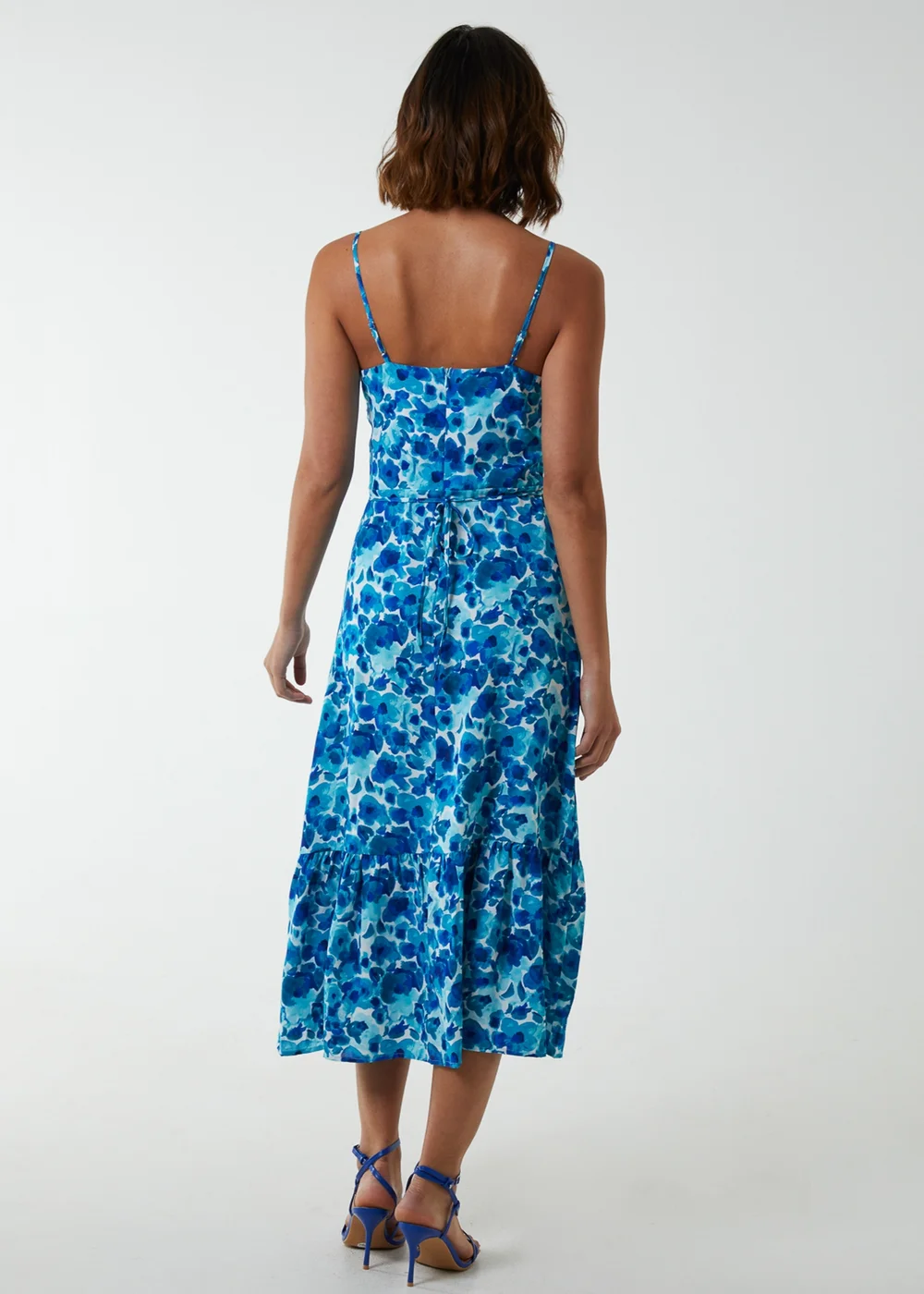 Blue Vanilla Teal Draped Cowl Neck Midi Dress - 12 Image 2