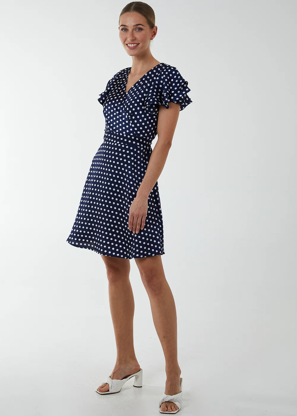 Blue Vanilla Navy Wrap Ruffle Mini Dress - 16 Image 4