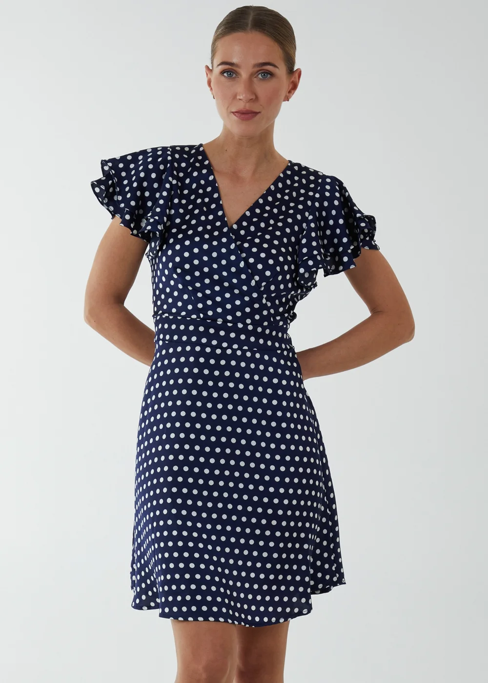 Blue Vanilla Navy Wrap Ruffle Mini Dress - 16 Image 1