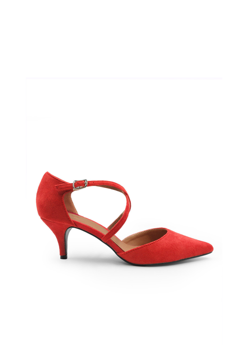 Where's That From Red Suede Kennedi Low Kitten Heels - Size 8 Image 1