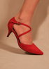 Where's That From Red Suede Kennedi Low Kitten Heels - Size 8 Image 2