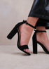 Where's That From Black Suede Skye Strappy Block Heels - Size 8 Image 2