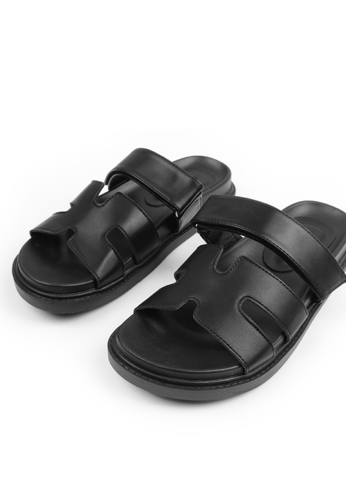 Where's That From Black Pu Adagio Strappy Sandals - Size 6 Image 2