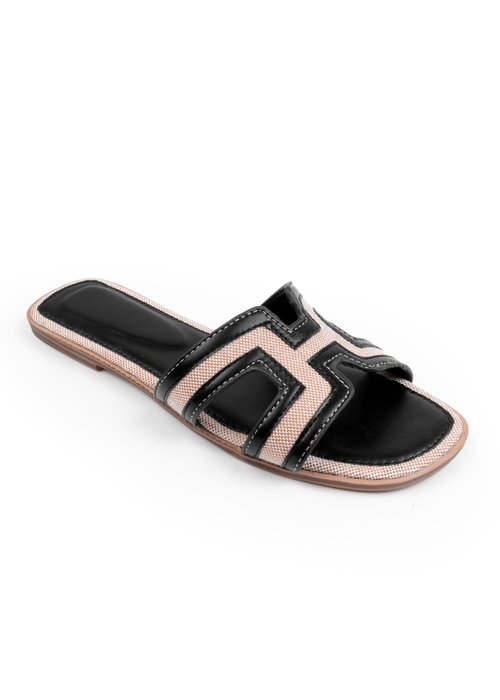 Where's That From Black Surge Cut Out Strap Flat Sandals - Size 4 Image 1