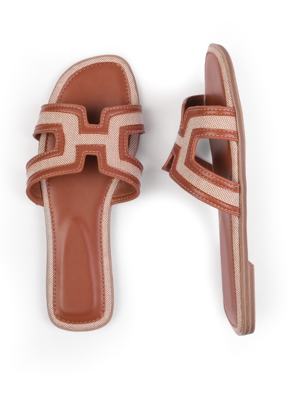 Where's That From Tan Surge Cut Out Strap Flat Sandals - Size 4 Image 1