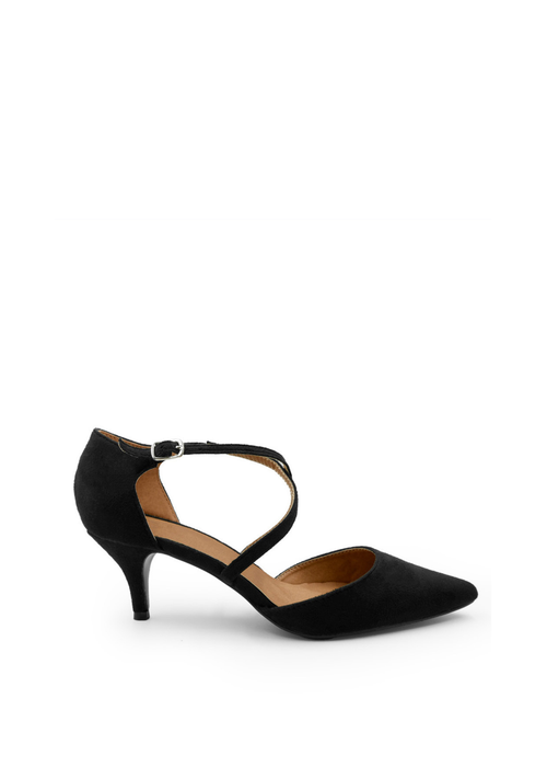 Where's That From Black Suede Kennedi Low Kitten Heels - Size 4 Image 1