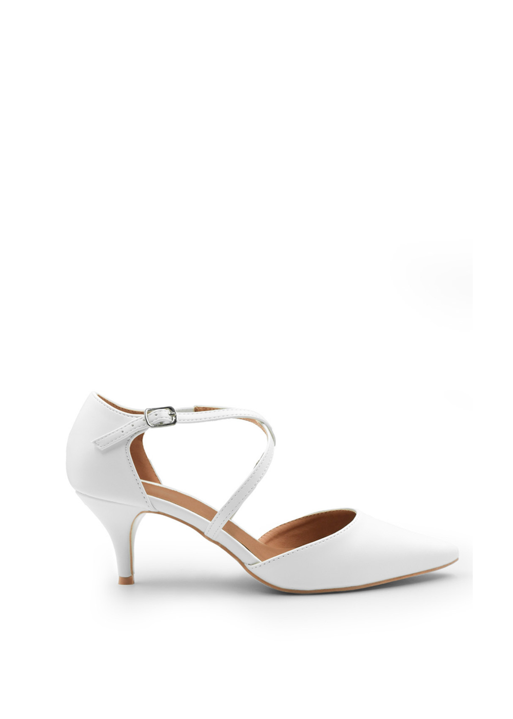 Where's That From White Pu Kennedi Low Kitten Heels - Size 3 Image 1