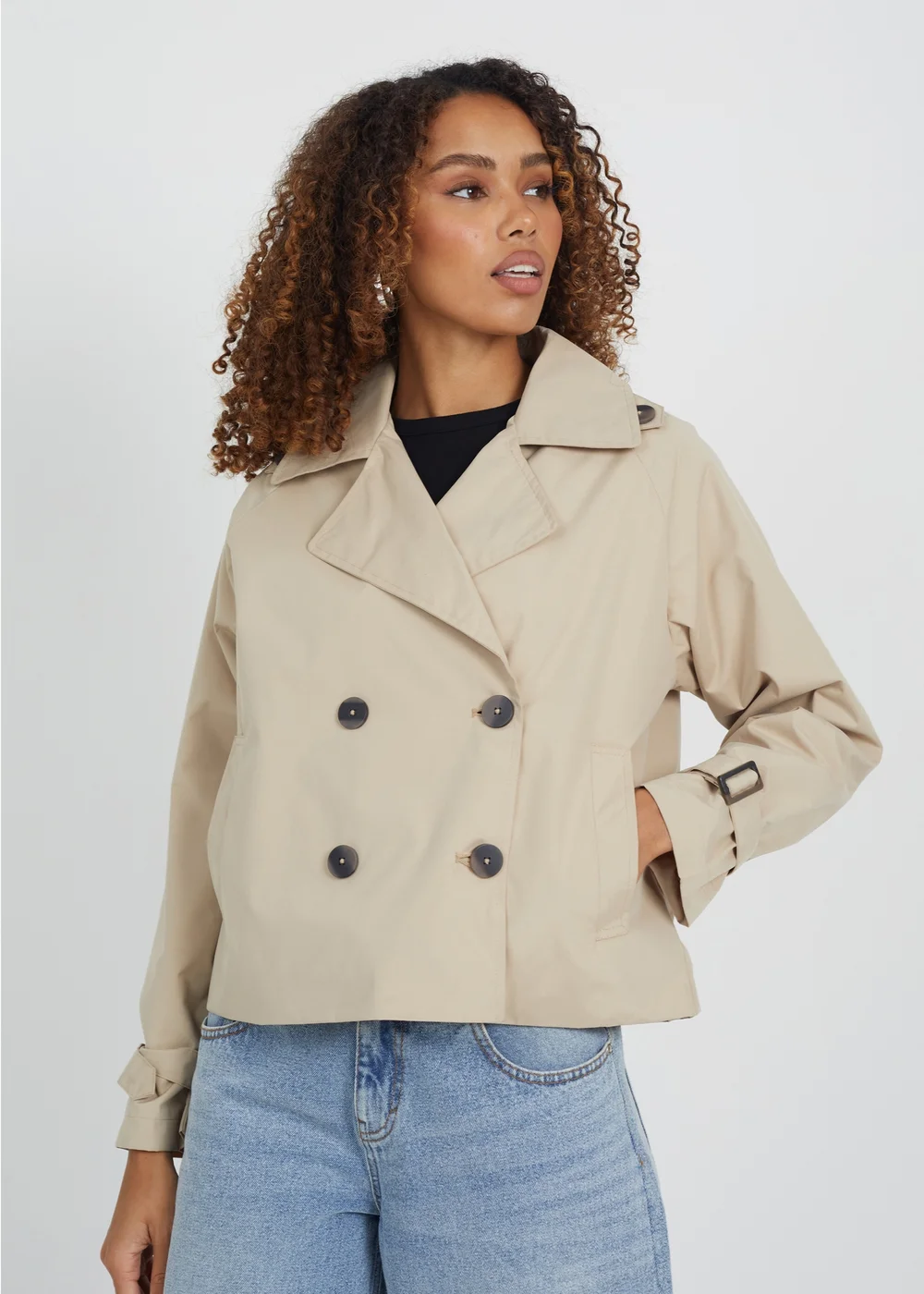 Brave Soul Stone Double Breasted Short Trench Coat - 8 Image 1