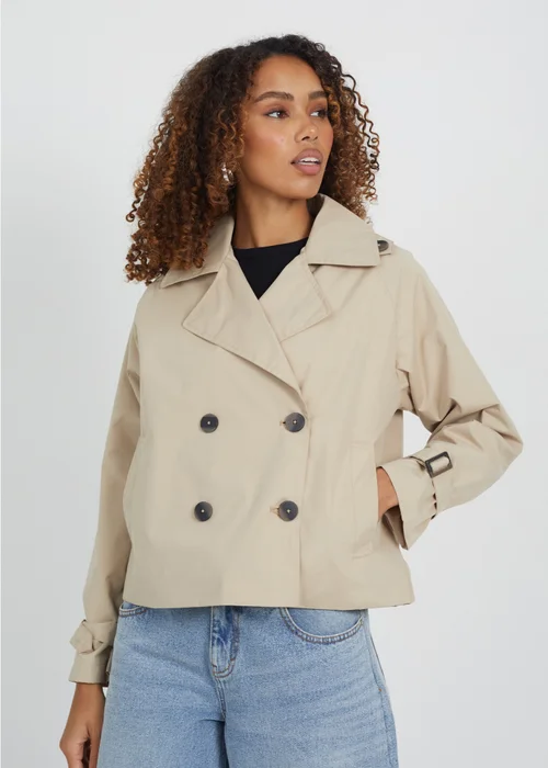 Brave Soul Stone Double Breasted Short Trench Coat - 8 Image 1