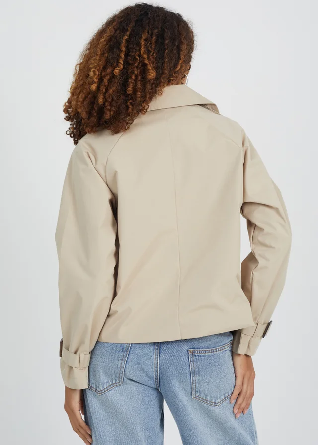 Brave Soul Stone Double Breasted Short Trench Coat