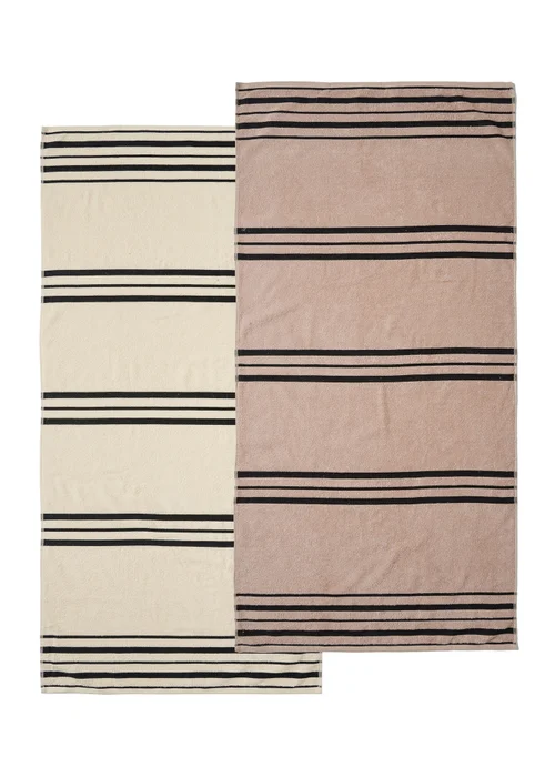 Catherine Lansfield Banded Stripe Cotton Beach Towel Pair - One Size Image 4