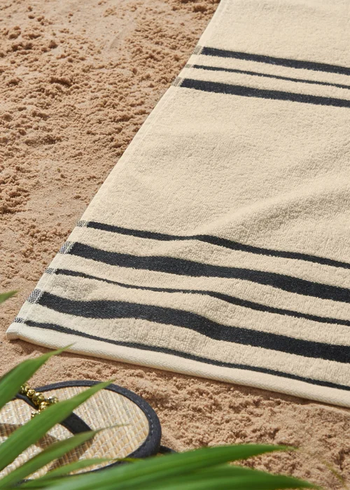 Catherine Lansfield Banded Stripe Cotton Beach Towel Pair - One Size Image 3