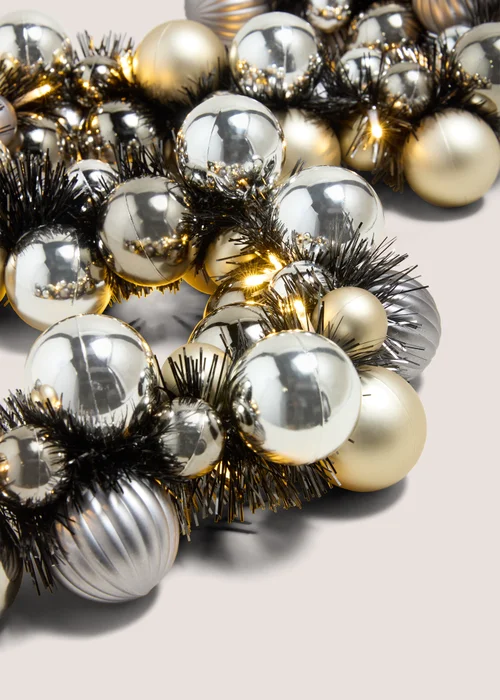 Wondrous Pre Lit Bauble Garland Charcoal Image 2