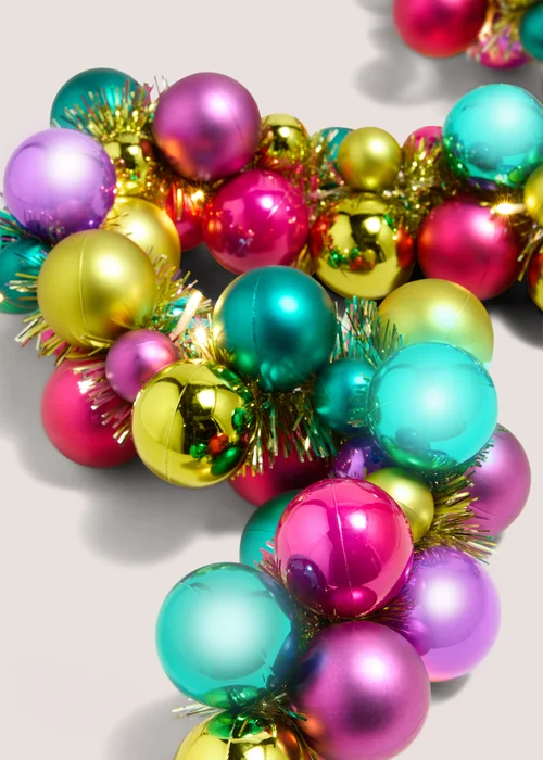 Joyful Pre Lit Multi Colour Bauble & Tinsel Garland Image 2