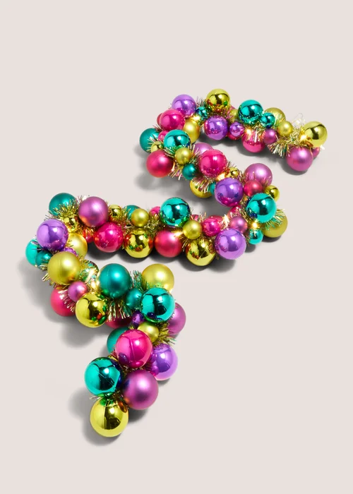 Joyful Pre Lit Multi Colour Bauble & Tinsel Garland Image 1