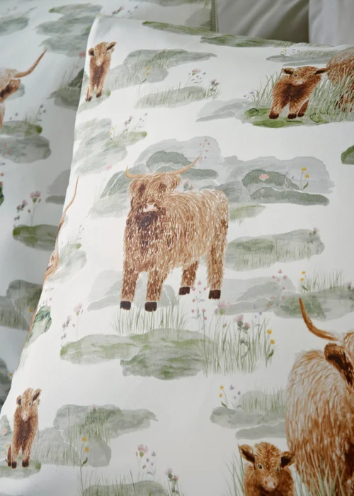 Green Highland Cow Duvet Set - Single Image 2