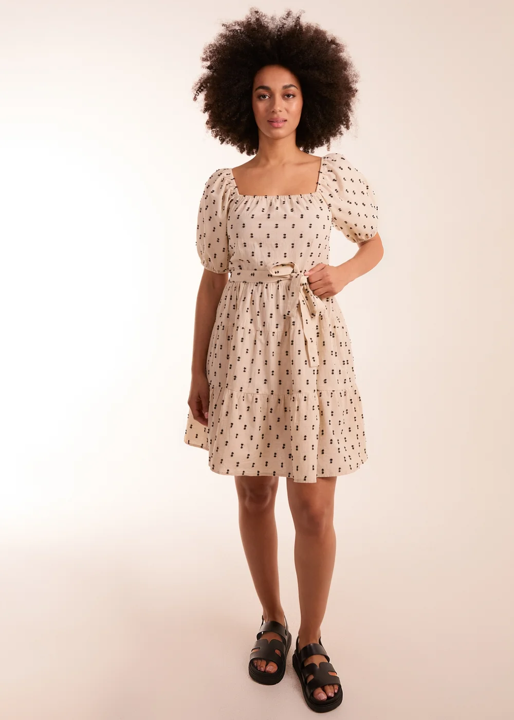 Blue Vanilla Stone Dobby Spot Mini Dress - S Image 4