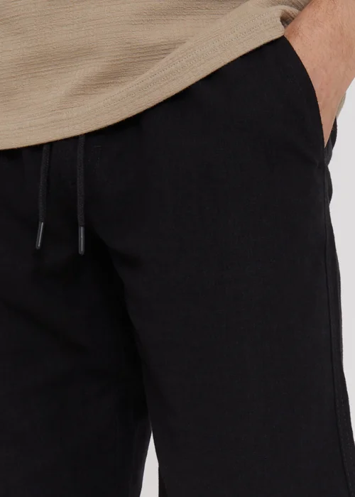 Threadbare Black Linen Blend Drawcord Trousers - L Image 3