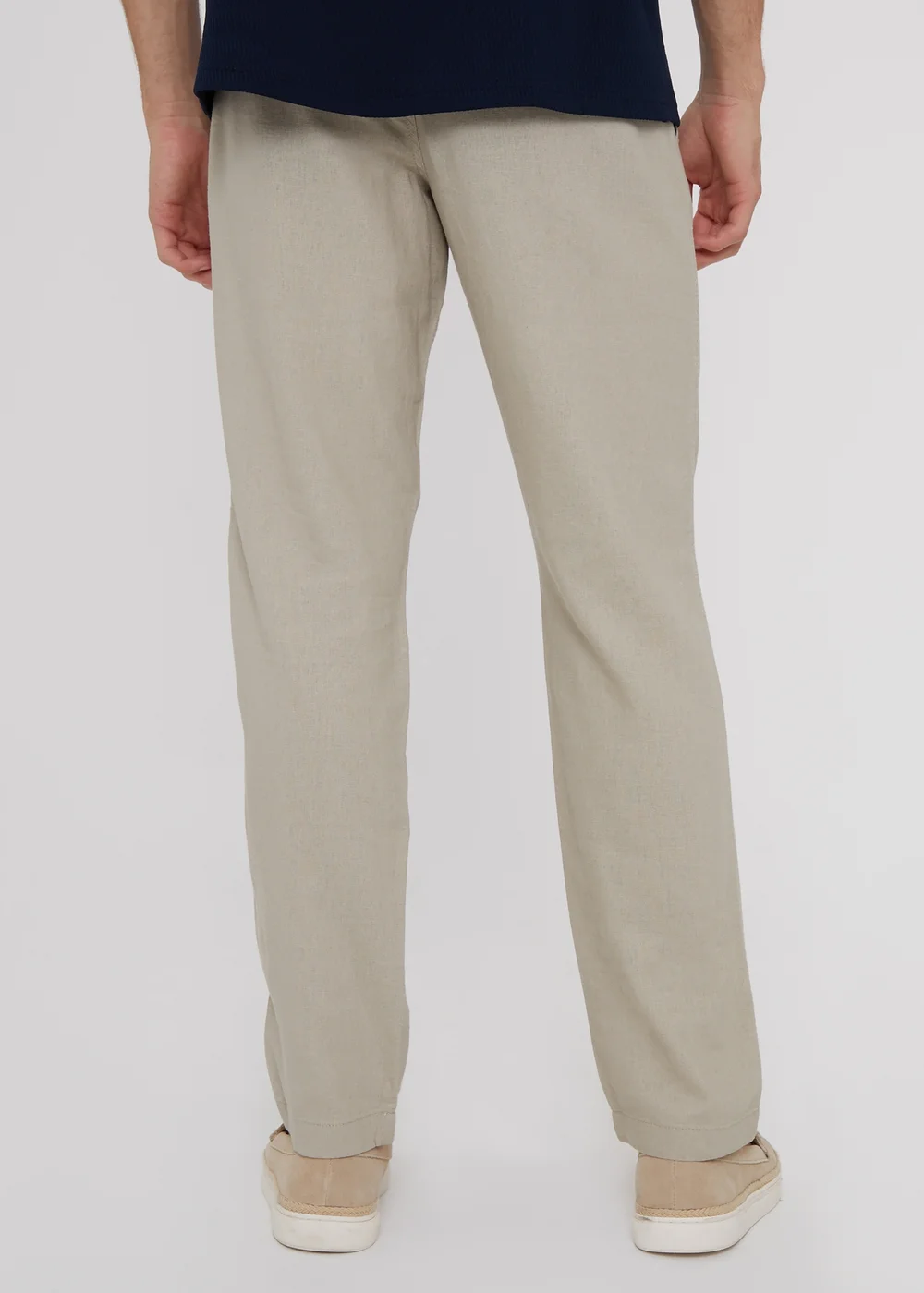 Threadbare Stone Linen Blend Drawcord Trousers - 2XL Image 2