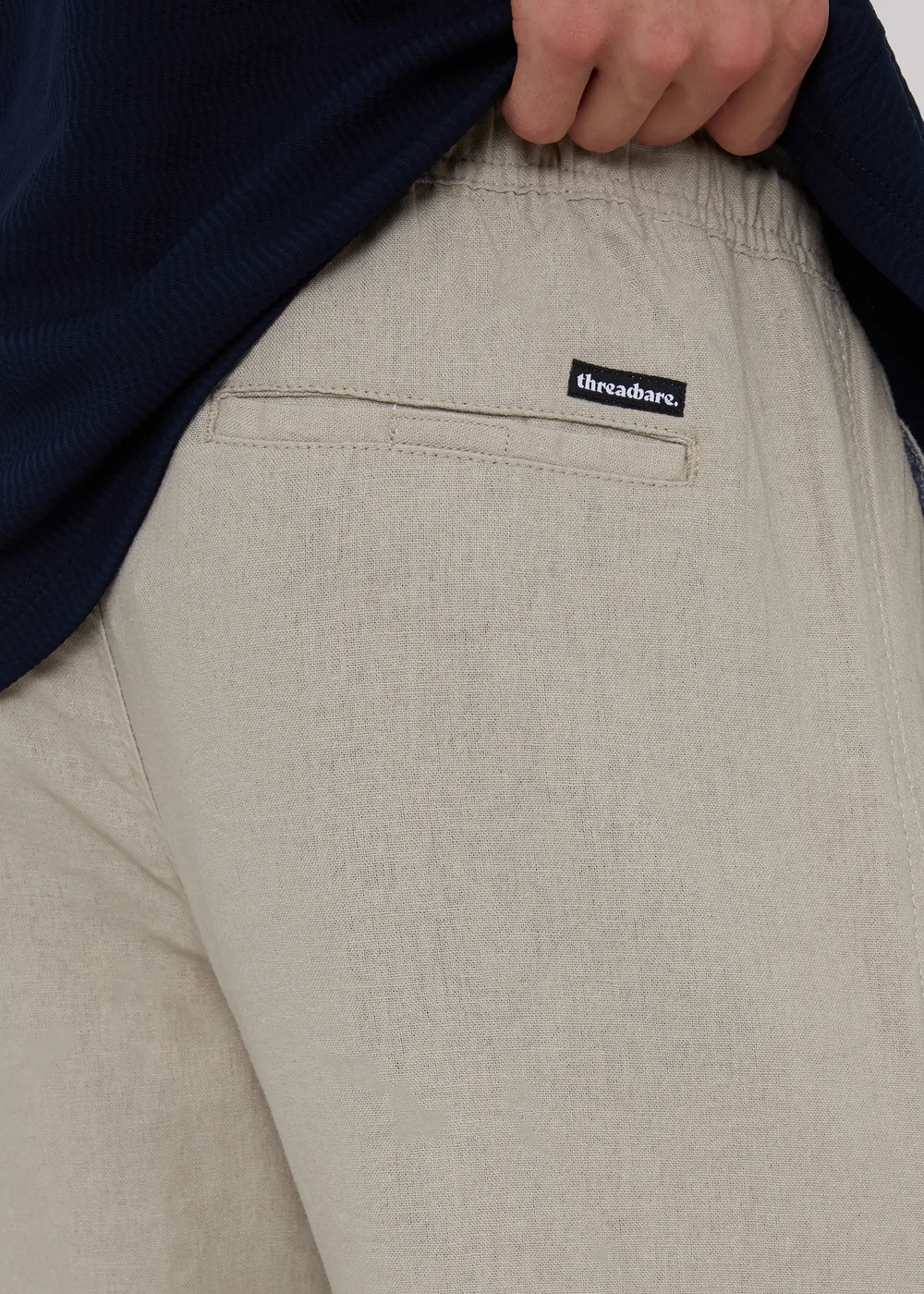 Threadbare Stone Linen Blend Drawcord Trousers - 2XL Image 3