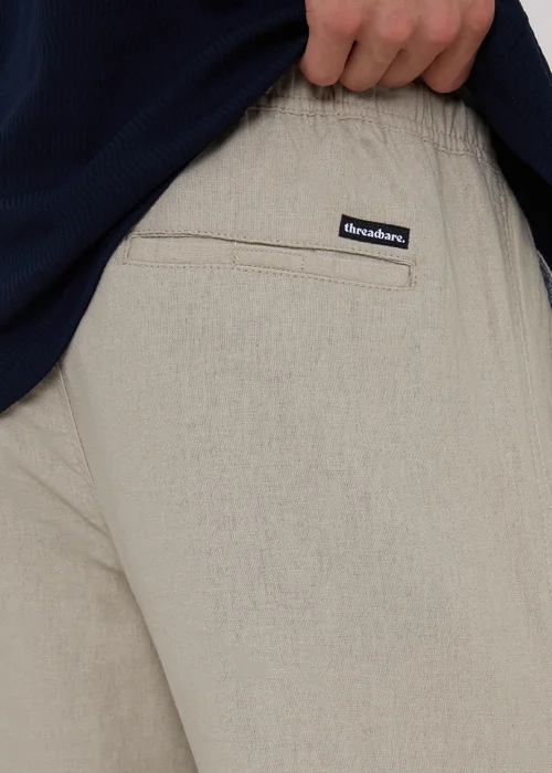 Threadbare Stone Linen Blend Drawcord Trousers - XXL Image 3