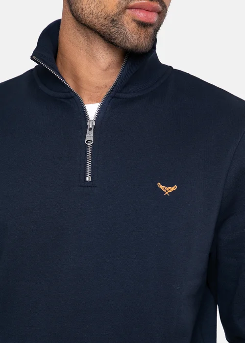 Threadbare Navy 1/4 Zip Neck Sweatshirt - Large Image 3