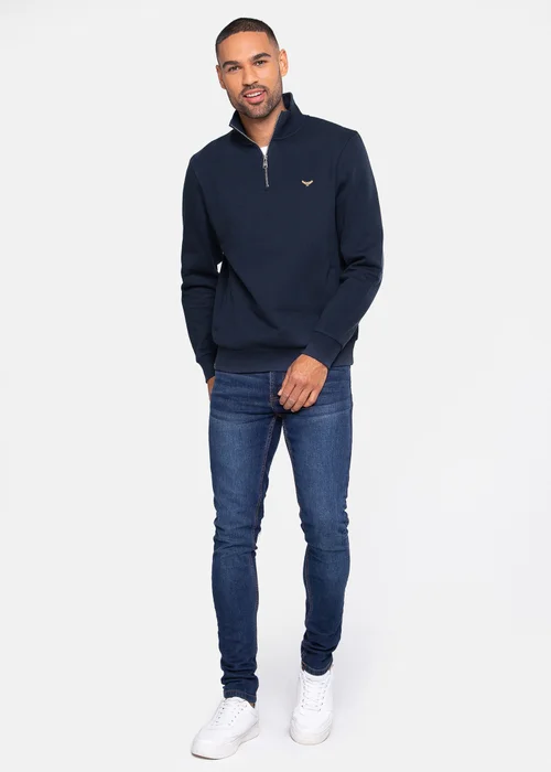 Threadbare Navy 1/4 Zip Neck Sweatshirt - Large Image 4