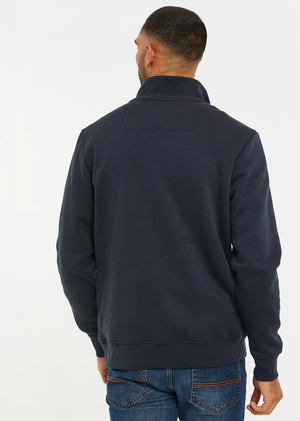 Threadbare Navy 1/4 Zip Neck Sweatshirt - Large Image 2