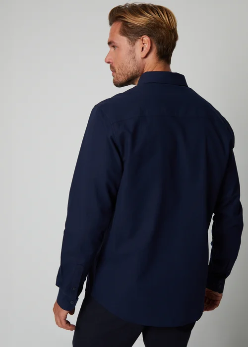 Threadbare Navy Oxford Cotton Long Sleeve Shirt - Medium Image 2