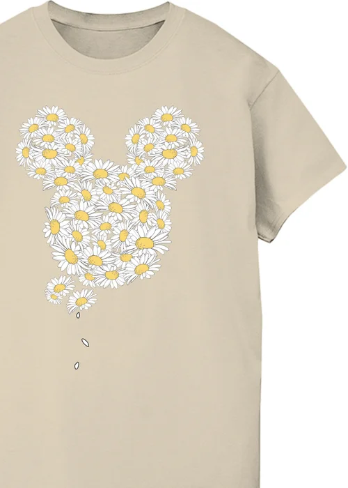 Disney Mickey Mouse Chamomile Head Sand Printed Boyfriend Fit T-Shirt - 4XL Image 2
