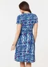 Izabel London Blue Tie Dye Faux Wrap Short Dress - 14 Image 2