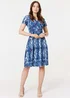 Izabel London Blue Tie Dye Faux Wrap Short Dress - 14 Image 4