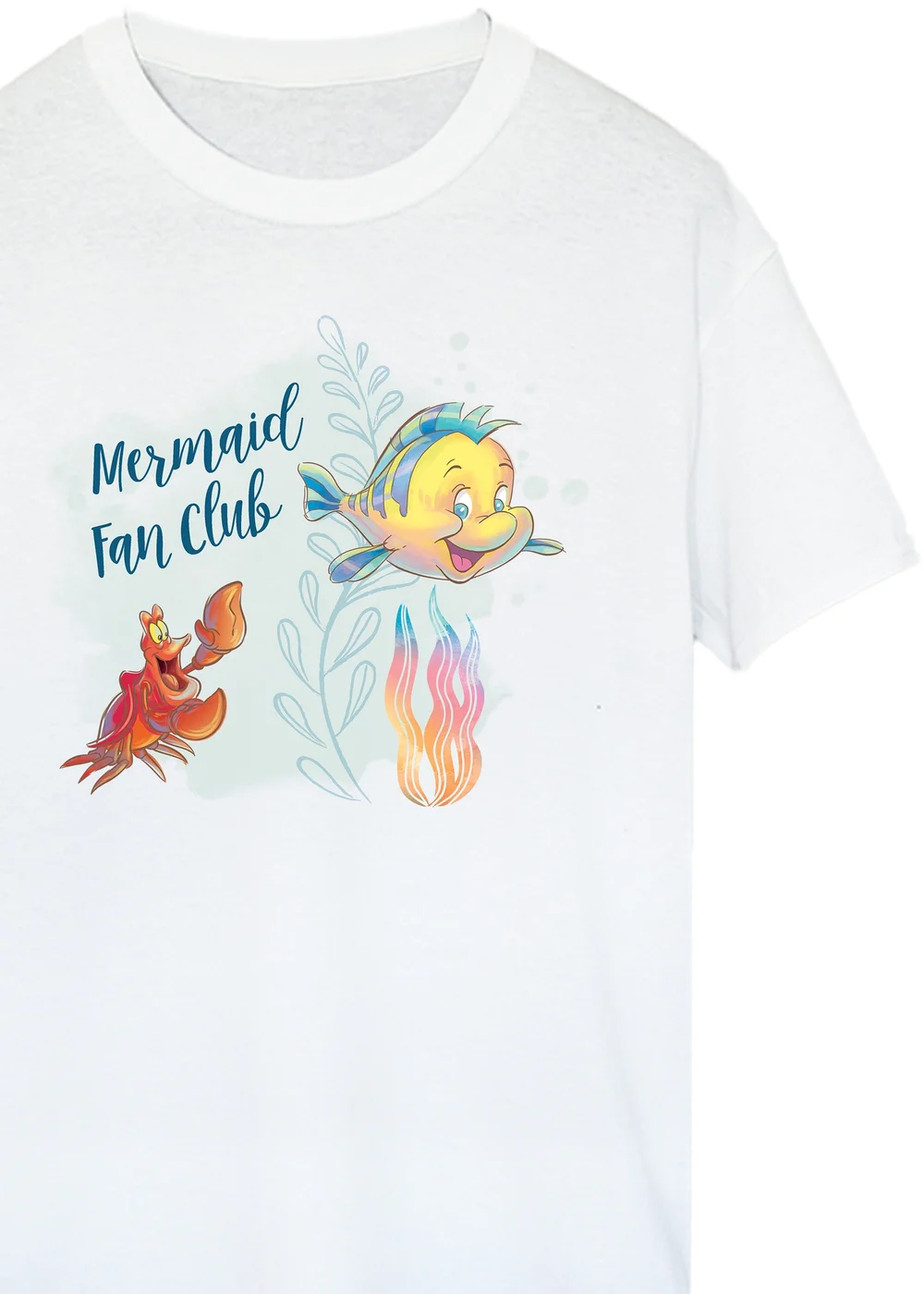 Disney Little Mermaid Club White Printed Boyfriend Fit T-Shirt - 5XL Image 2