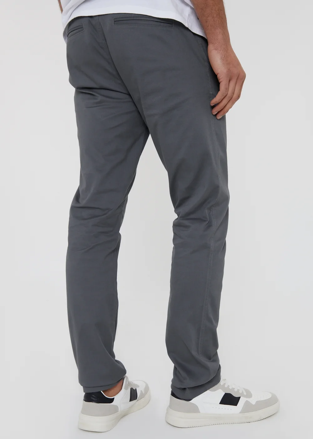 Threadbare Grey Cotton Slim Fit Chino Trousers With Stretch - 38/L32 Image 2