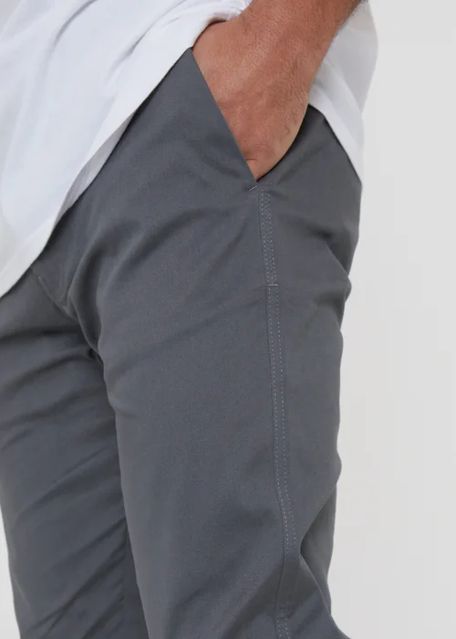 Threadbare Grey Cotton Slim Fit Chino Trousers With Stretch - 38/L32 Image 3