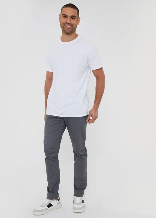 Threadbare Grey Cotton Slim Fit Chino Trousers With Stretch - 38/L32 Image 4