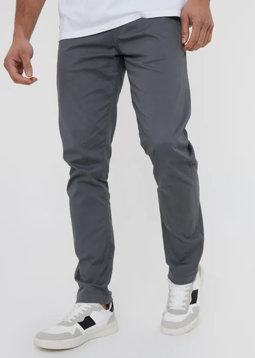 Threadbare Grey Cotton Slim Fit Chino Trousers With Stretch - 38/L32 Image 1