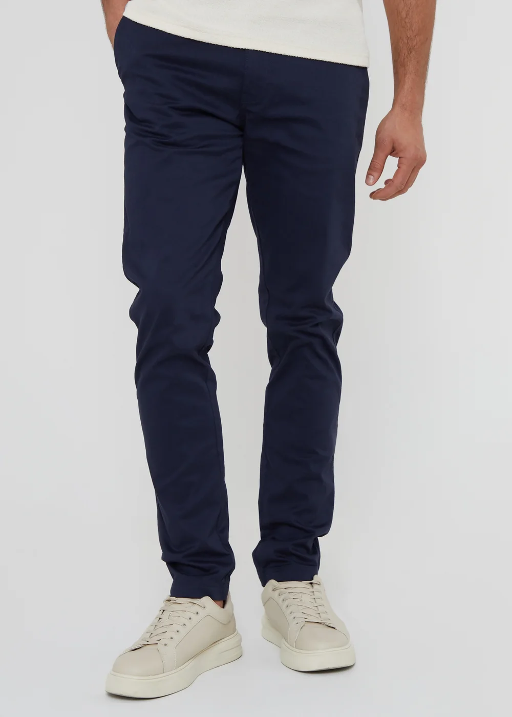 Threadbare Navy Cotton Slim Fit Chino Trousers With Stretch - 38/L32 Image 1