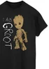 Spiral Galaxy Guardians Of The Galaxy Groot Scribbles Black Printed T-Shirt - 3XL Image 2