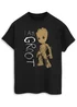 Spiral Galaxy Guardians Of The Galaxy Groot Scribbles Black Printed T-Shirt - 3XL Image 1