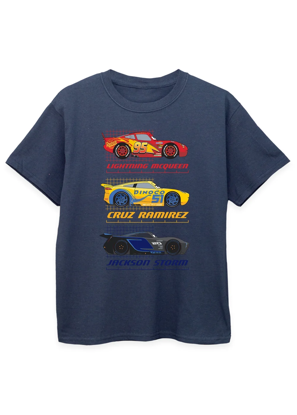 Disney Kids Navy Cars Racer Profile Printed T-Shirt (3-13 yrs) - Age 7-8 Years Image 1