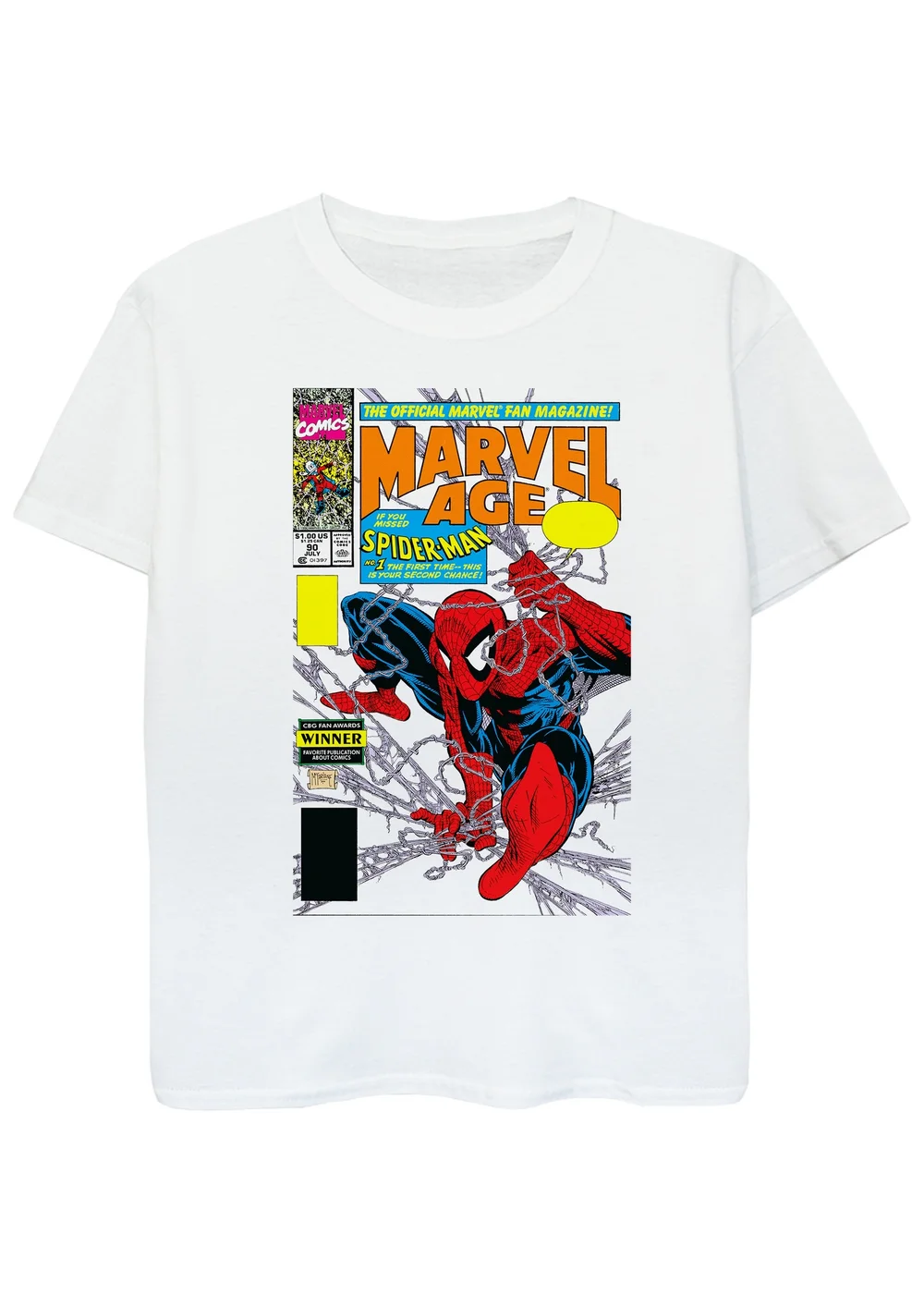 Marvel Kids White Spider-Man Age Comic Cover Printed T-Shirt (3-13 yrs) - Age 12-13 Years Image 1