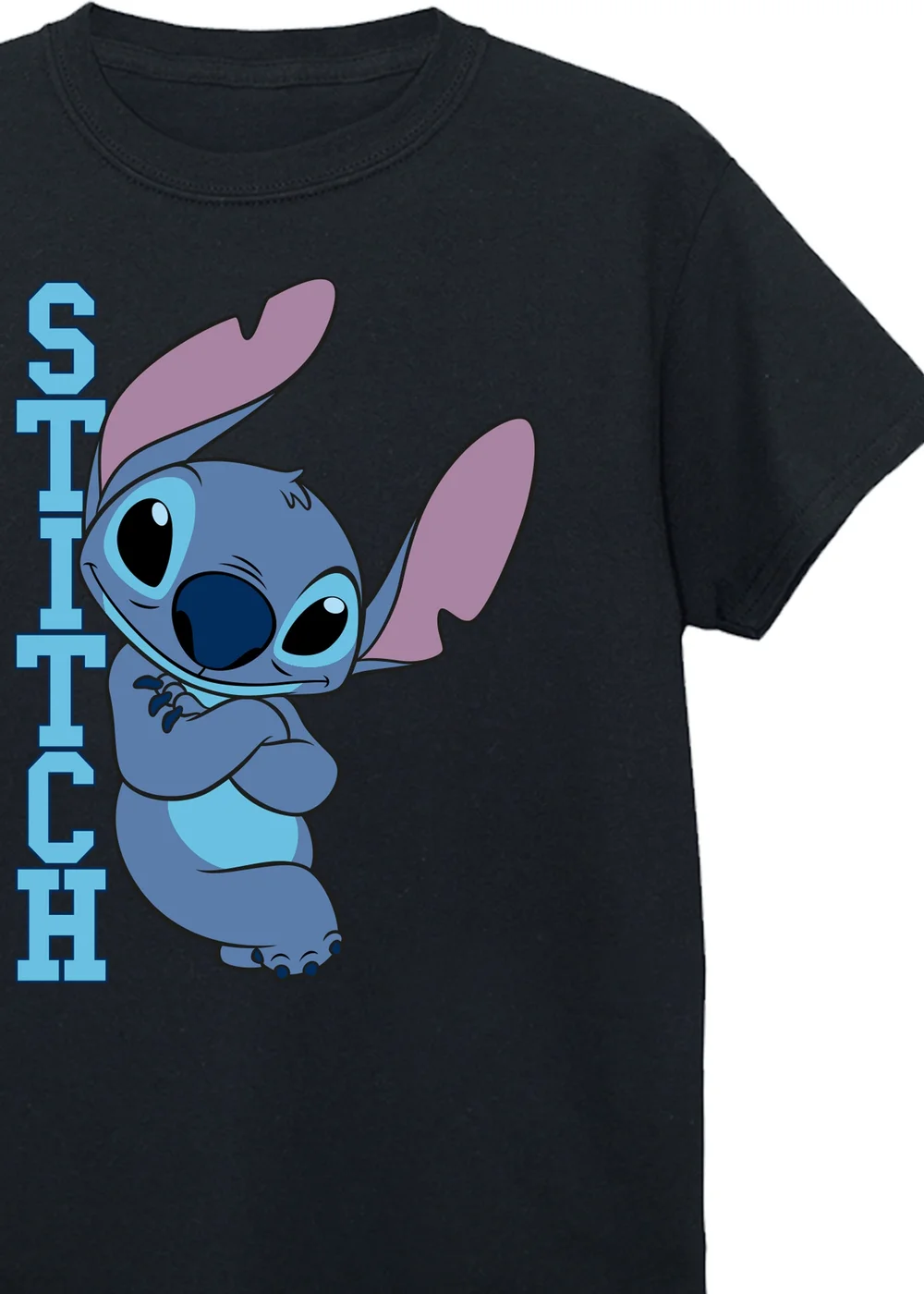 Disney Stitch Posing Girls Black Printed T-Shirt (3-13yrs) - Age 9-10 Years Image 2