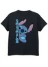 Disney Stitch Posing Girls Black Printed T-Shirt (3-13yrs) - Age 9-10 Years Image 1