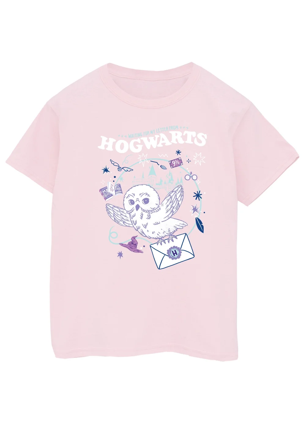 Harry Potter Kids Baby Pink Hedwig Letter Printed T-Shirt (3-13 yrs) - Age 7-8 Years Image 1